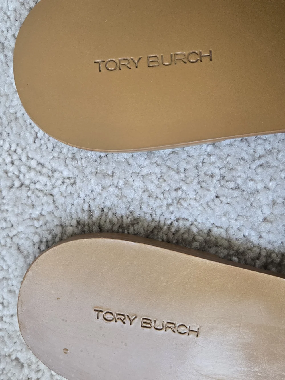 Tory Burch Mustard Tan Logo Medallion Thong Sandals